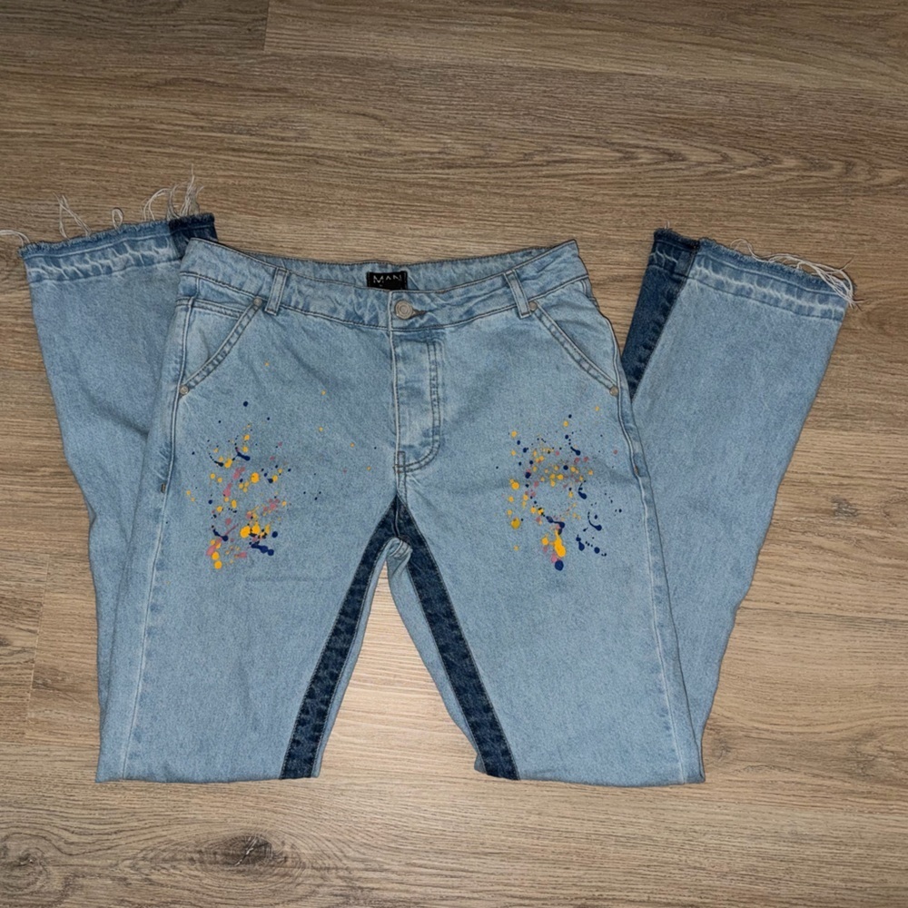 BoohooMAN Artistic Splatter Jeans Size 30